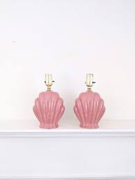 Pair Of Pink Ceramic 80 S Seashell Table Lamps Vintage Etsy In 2020 Pink Ceramic Vintage Table Lamp Unique Ceramics