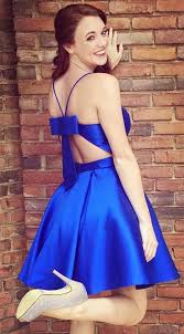 Royal Blue Short Homecoming Dresses Cute Bowknot Party Dress Simple Stain Cocktail Gowns Semi Formal Dresses With Images Blue Homecoming Dresses