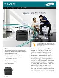 Maybe you would like to learn more about one of these? Samsung Mono Laser Mfp Scx 4623f Specifications Pdf Download Manualslib