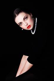 Black And White Red Lipstick Art Black Pearls Red Lips Classic Fashion Beauty Pearls