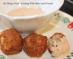 Crab Balls With Remoulade Sauce Remoulade Sauce Crab Balls Recipe Seafood Recipes Crab