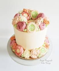 50th Birthday Cake With Buttercream Flowers By Susan Fitzgerald Cake Design 50th Birthday Cake Cake Decorating Buttercream Flowers