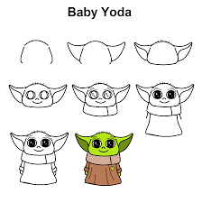 How to draw drawing for beginners. Grogu Baby Yoda Easy Doodles Drawings Cute Easy Drawings Yoda Drawing