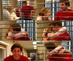 When Jim Found Out That Pam Was Pregnant And His Face Did This 24 Times The Office Was Just Too Much To Han The Office Jim Pam The Office The Office Show