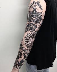 Black And Gray Traditional Tattoo Sleeve Tattoo By Pokestaytattoo Traditional Traditionaltattoo Traditionalartist Old Black Sleeve Tattoo Traditional Tattoo Old School Tattoo Designs