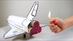 Just cut out a long rectangle of cardboard and bend the middle of it into a handle shape and tape down the ends. Cool Matches Powered Cardboard Space Shuttle Triple Jet Youtube