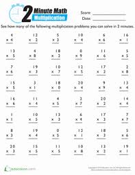 Two Minute Multiplication Worksheet Education Com Multiplication Third Grade Math Worksheets Math Multiplication Worksheets