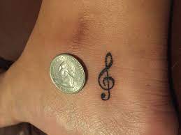Treble Clef Ankle Tattoo Almost The Size Of A Quarter Treble Clef Tattoo Music Tattoo Designs Note Tattoo