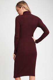 Minuet Burgundy Wrap Midi Sweater Dress