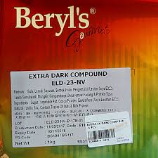 Sugar, vegetable fat, cocoa powder, emulsifier (soya lecithin e322 & e476), natural vanilla. Beryls Extra Dark Compound Block 1kg