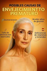 🌿 Posibles causas del envejecimiento prematuro 🌿 El envejecimiento es un  proceso natural, pero ciertos factores pueden acelerar su aparición y  reflejarse en la piel antes de tiempo. ⚡👵✨ 🔹 Deshidratación