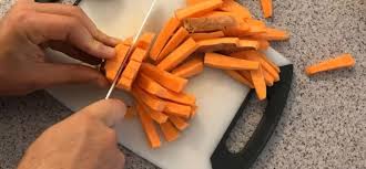 Dice the sweet potatoes on a clean cutting board in about 1 inch (2.5 cm) squares. How To Cut Sweet Potatoes Into Fries Quick Easy