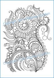 Doodle Zentangle Flowers Coloring Page 67 For Adults Etsy Coloring Pages Zentangle Flowers Flower Doodles