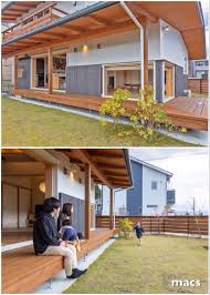 屋根のかかった大きな縁側のある家 小山町 高断熱高気密な注文住宅 おしゃれな木の家 静岡県富士市の工務店マクス 縁側のある家 住宅 外観 平屋外観