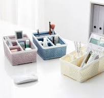 Visland Storage Box Hollow Anti-slip PP Multi-grid Pen Stationery Cosmetic  Organizer Classroom Things