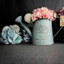 Whhome shabby chic silver watering can galvanized finish metal vase country rustic pitcher. Garden Patio Planter Metal Shabbychic Cottage Decorative Watering Can Flower Vase 12 X 7 Kisetsu System Co Jp