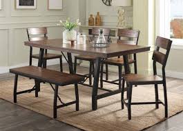 Living room, bedroom, dining room, patio and garden, kitchen Acme 72455 57 58 6 Pc Mariatu Industrial Oak Finish Wood Dining Table Set