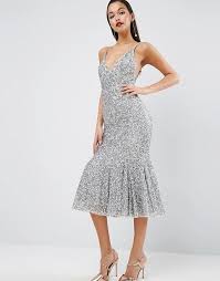 Discover Fashion Online Sequin Midi Dress Fishtail Dress