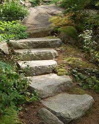 Naturalized Granite Steps Landscape Architect Patrick Chasse Seal Harbor Maine Sloped Backyard Cottage Garden Garden Steps