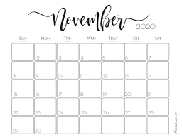 Free Printable November 2020 Calendars For Usa Updated Onedesblog In 2020 Calendar Printables Free Printable Calendar Print Calendar