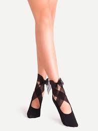 Black Lace Up Bow No Show Socks Fashion Socks Fashion Lace Socks