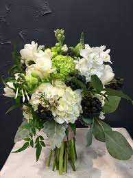 Beautiful Bridal Bouquet With Hydrangea Jasmine Freesia Genista Viburnum Veronica Eucalyp Beautiful Bridal Bouquet Wedding Flowers White Wedding Bouquets