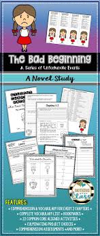 This 98 Page Novel Study For A Series Of Unfortunate Events The Bad Beginning By Lemony Snicke Novel Studies Novel Study Units A Series Of Unfortunate Events
