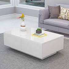 Check spelling or type a new query. Amazon Com Pocreation White Modern Coffee Table Wood Wood Furniture Side Mdf High Gloss Finis Center Table Living Room White Coffee Table Modern Coffee Table