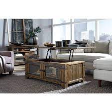 This charming, rustic coffee table boasts a warm plank design enlivened Chesterfield Lift Top Cocktail Table Magnussen Furniture Cart
