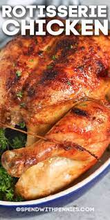 This Easy Rotisserie Chicken Recipe Is Made With A Homemade Seasoning Blend Made In A Roti In 2021 Chicken Recipes Chicken Seasoning Recipes Rotisserie Chicken Recipe