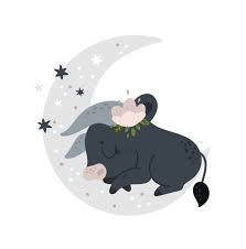 Funny Calf Baby Animal Little Bull Taurus Sleeping On The Moon Baby Zebra Drawing Zebra Drawing Animal Icon