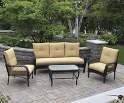 Backyard Creations Maple Grove 4 Piece Seating Patio Set In Yellow 548 Patio Furniture Collection Outdoor Furniture Sets Backyard Creations