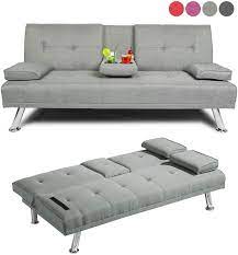 Baysitone Futon Sofa Bed Twin Size Sleeper Convertible Linen Fabric Sleeper Sofa Recliner Lounge Futon Couch With 2 Futon Sofa Bed Futon Sofa Reclining Sofa