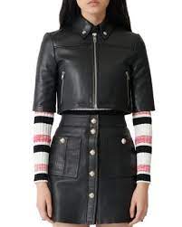 Maje Brittany Cropped Leather Jacket Women Bloomingdale S Leather Jacket Cropped Leather Jacket Leather Jacket Black