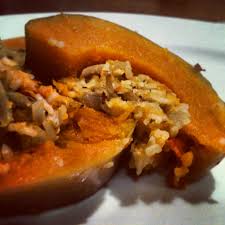 Roasted Butternut Pumpkin Stuffed With Basmati Rice Sundried Tomato Spanish Onion Almond Meal Fresh Rosemary Pe Almond Recipes Healthy Recipes Food Diary