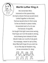 Martin Luther King Jr Poem Of Remembrance Free Printable With Teaching Sug Martin Luther King Jr Activities Martin Luther King Activities Martin Luther King
