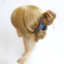 2 Row Rhinestone Narrow Clip Hair Claw Czech Rhinestone Decorated Updo Hair Claw Clip