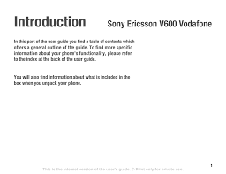 Introduction Sony Ericsson V600 Vodafone