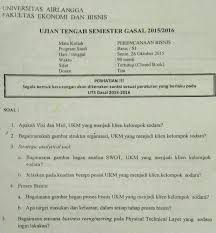 Dasar bidang keahlian 1 (pengantar ekonomi dan bisnis). Soal Uts Bank Soal Manajemen Unair