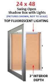 24x48 Shadow Box Display Case W Cork Board Light 3 Inch Deep At Bulletinboards4sale
