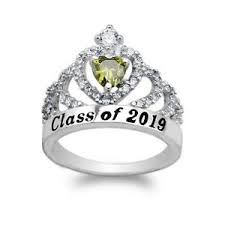Details About White Gold Plated School Class Of 2019 Graduation Peridot Cz Ring Size 5 10
