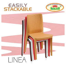 Linea Stackable Monoblock Chairs Are Moulded In Virgin Polypropylene With An Attractive Rattan Design Back Outdoor Seating Areas Plastic Furniture Seating Area