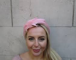 Dusky Blush Pink Feather Velvet Padded Headband Fascinator Headpiece  Hairband Wedding Guest Races Headpiece U1p