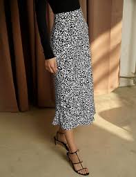 Rene White Leopard Silky Skirt In 2020 Long Skirt Outfits For Summer Black Skirt Long White Maxi Skirts