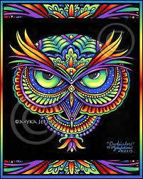 Dieser ohrstecker mit einem durchmesser von 12 mm zeigt das motiv mandalabunt. Owlestier Dot Art Painting Owl Wallpaper Dots Art