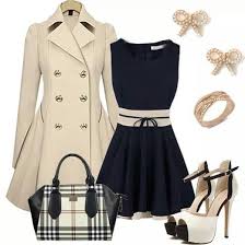 F W Women S Fashion In Black Dress And Cream Coat W Black Cream Accessories Work Dresses Outfits Stylish Work Outfits Fashion