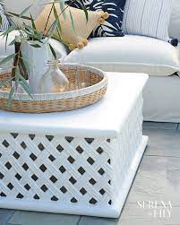 We Love The Lattice Pattern Of This White Outdoor Coffee Table Chic And Airy It Makes A Gorgeous Addition Coffee Table Square Decorating Coffee Tables Decor