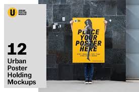 Urban Poster Holding Mockup Poster Mockup Mockup Poster