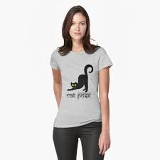 Cat Pose 2 Cat Yoga Black Text T Shirt By Naturalhealing Women Tshirt Designs Classic T Shirts