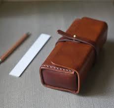 Brown Vegetable Tanned Leather Vintage Pencil Case Pen Pouch Sunglasses Case Leather Pencil Case Diy Pencil Case Pen Pouch